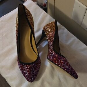 INC Embellished Red/Orange  Ombre Pointed-Toe High Heels - Women Size 9